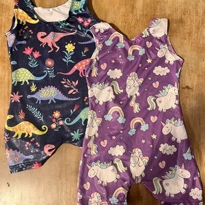 Kids' Dinosaur and Unicorn Rompers